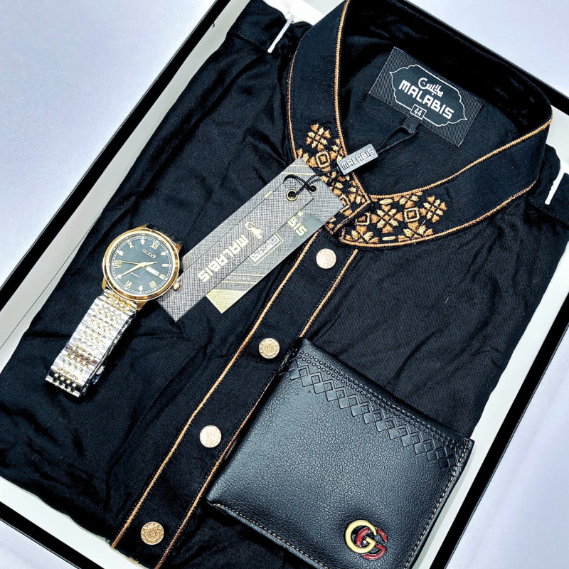Cotton Punjabi + Premium Watch +Wallet Combo Pack